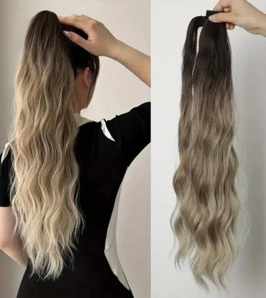 Claw Ponytail Extension – 24" Water Wave (human blend)