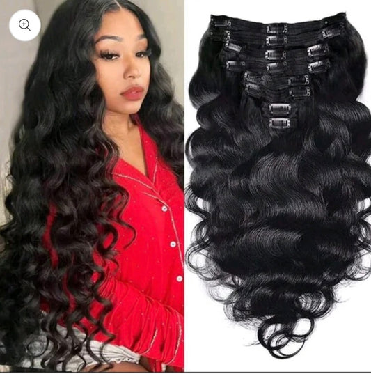 Black Wave Clip-In Human Hair Extensions