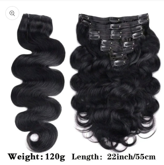 Black Wave Clip-In Human Hair Extensions