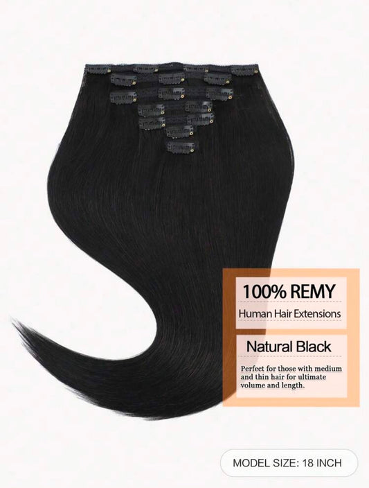 Black Straight Clip-In Hair Extensions