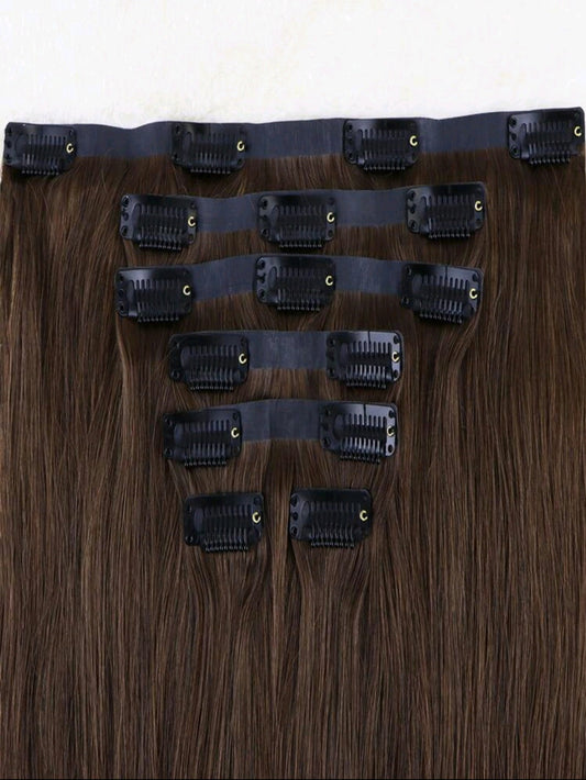 28" Brown Straight Clip-In Hair Extensions