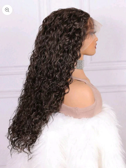 28" Chocolate Brown Deep Lace Front Wig (human blend)