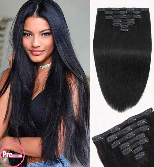 Black Straight Clip-In Hair Extensions